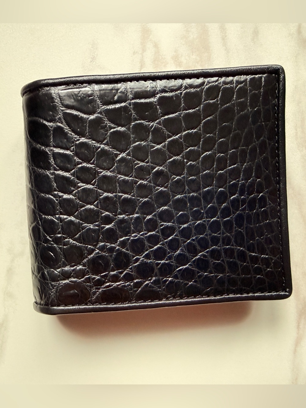 Classic Black High Quality Alligator Belly Skin Men's Wallet